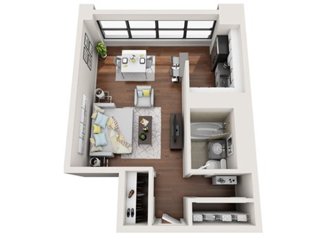 Floor plan for studio, 1 bath, 430 sqft