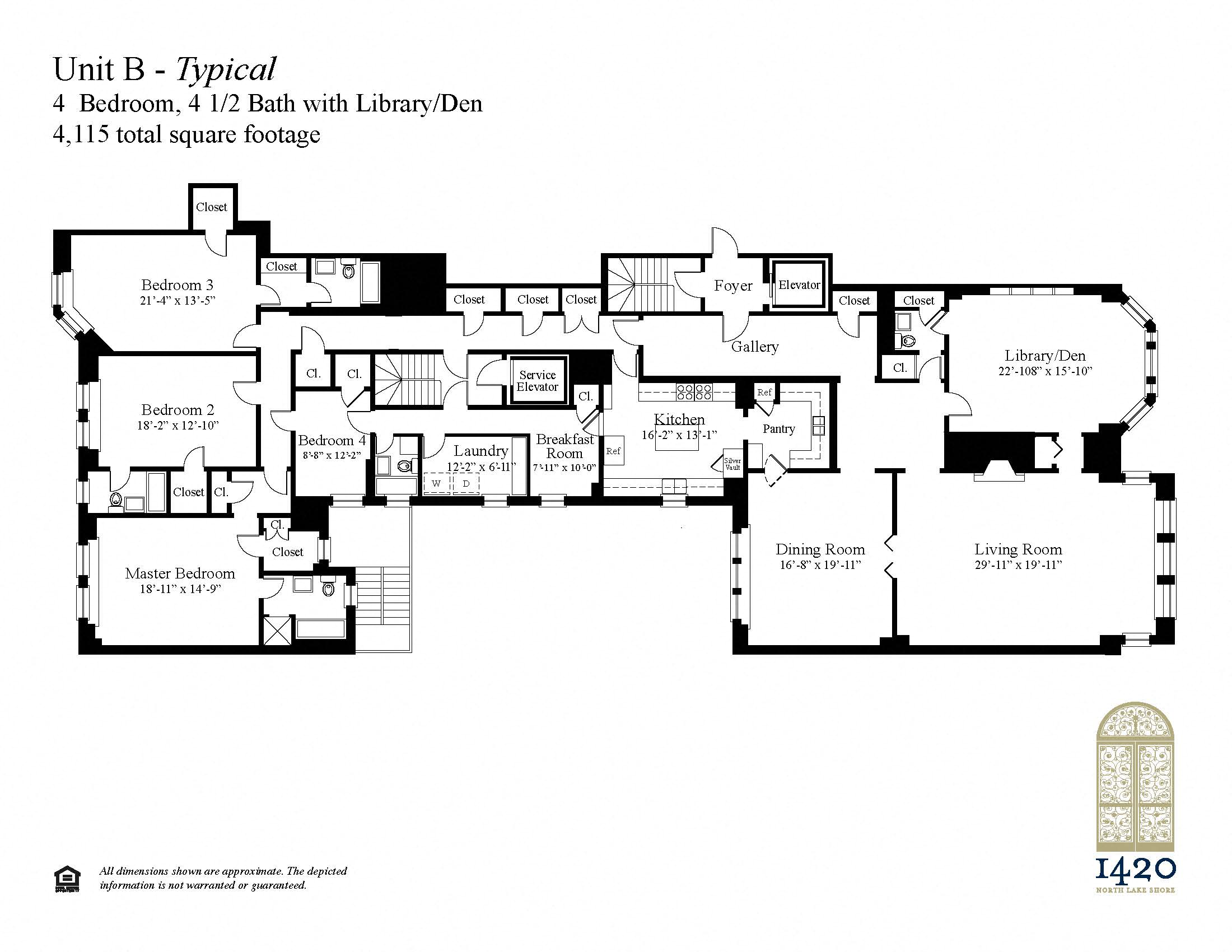 Floor plan for 4 beds, 4.5 baths, 4115 sqft