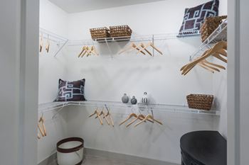 Generous walk-in closets with shelving