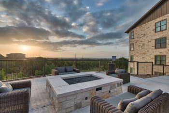Fire pit and grilling area with panoramic city views