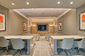 Screening room featuring surround-sound