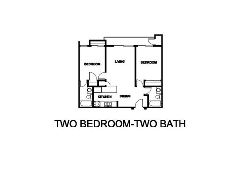 Floor plan for 2 beds, 2 baths, 854 sqft