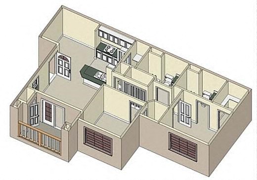 Floor plan for 2 beds, 2 baths, 919 sqft