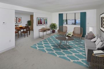Stoughton apartment for rent - a living room with a blue rug and a couch