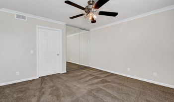 Ceiling fan in living room and bedroom