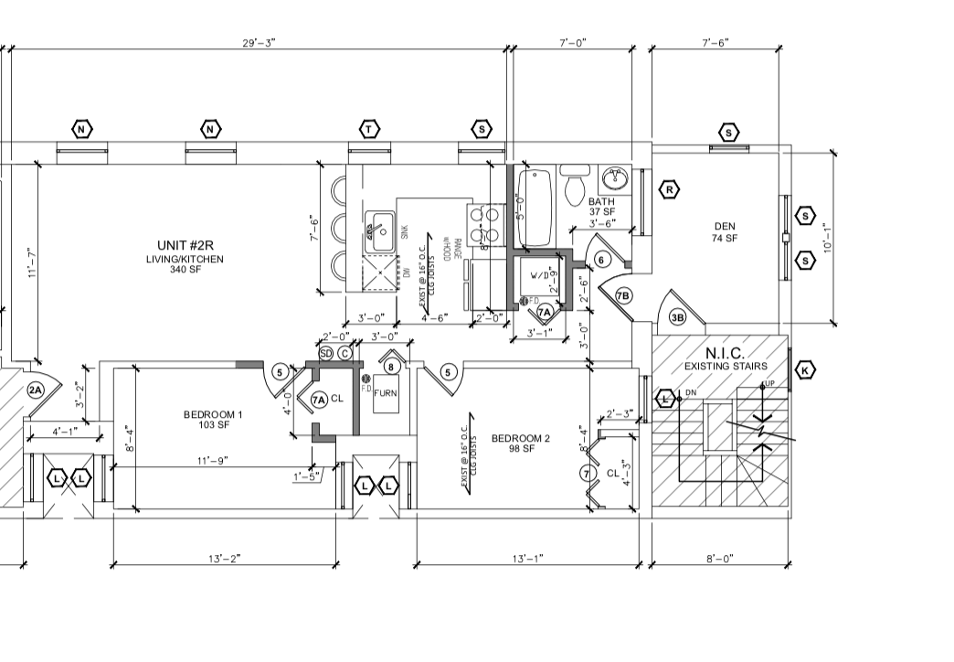 Floor plan for 2 beds, 1 bath