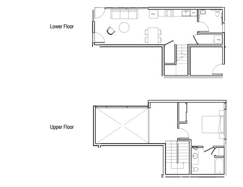 Floor plan for 1 bed, 1 bath, 975 sqft