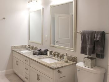 Double sink vanities in bathrooms