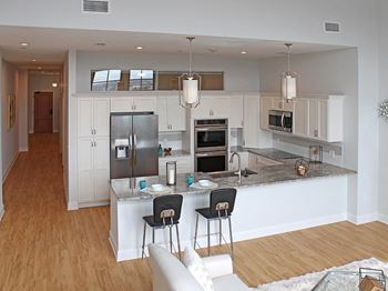 Light maple-colored hard surface flooring