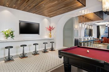 Billiards table in game room