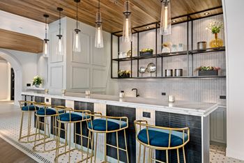 Kitchen island with pendant lights