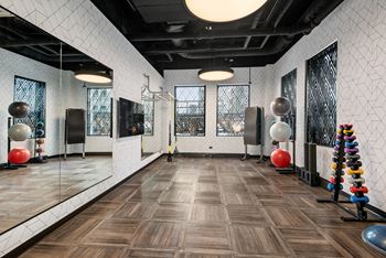 Fitness center with yoga/stretch area