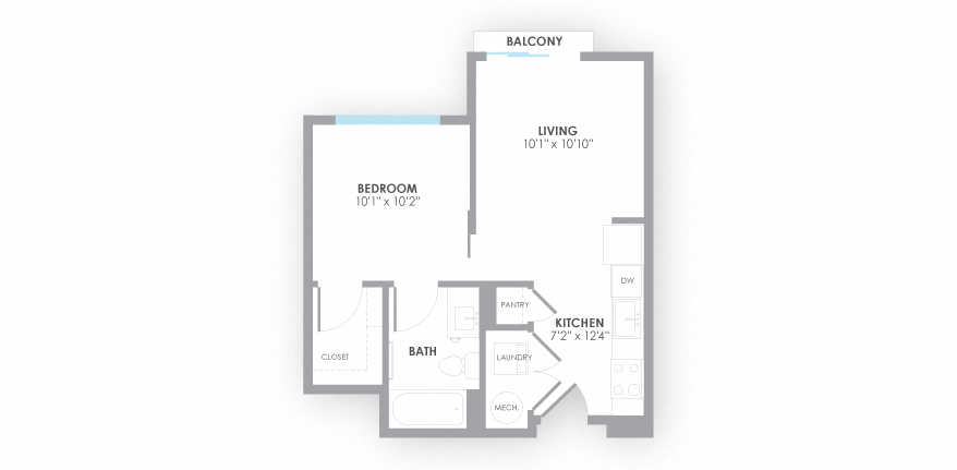 Floor plan for studio, 1 bath, 496 sqft