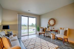 Verona apartment for rent - a living room with a sliding glass door to a patio