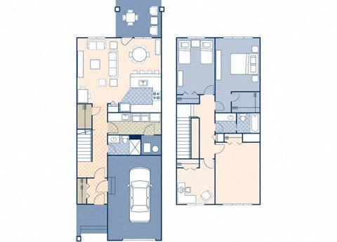 Floor plan for 2 beds, 2 baths, 1423 sqft