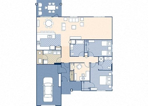 Floor plan for 2 beds, 2 baths, 1507 sqft