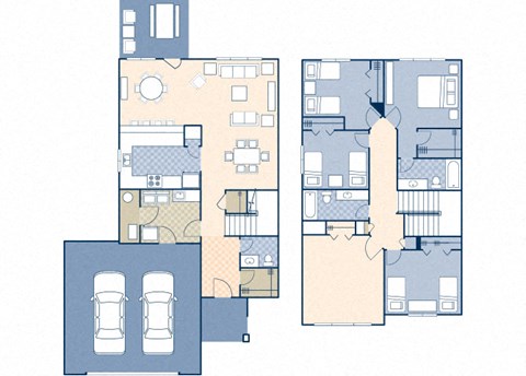 Floor plan for 4 beds, 2.5 baths, 1803 sqft