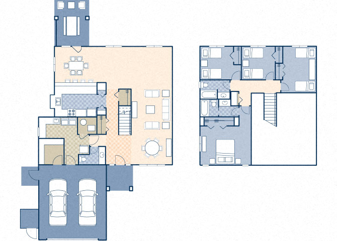 Floor plan for 4 beds, 2.5 baths, 1853 sqft