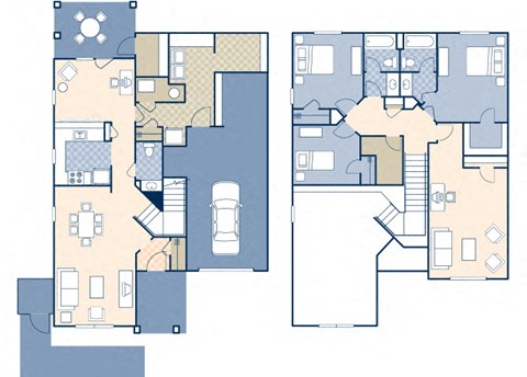 Floor plan for 3 beds, 2.5 baths, 1568 sqft