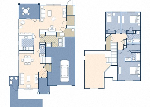 Floor plan for 3 beds, 2.5 baths, 1989 sqft