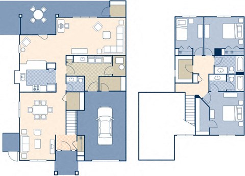 Floor plan for 3 beds, 2.5 baths, 1992 sqft
