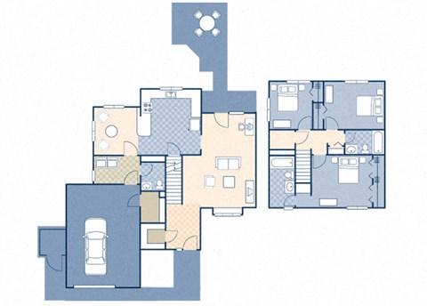 Floor plan for 3 beds, 2.5 baths, 1670 sqft