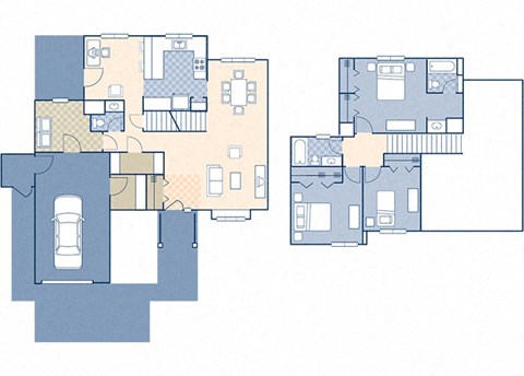 Floor plan for 3 beds, 2.5 baths, 1858 sqft