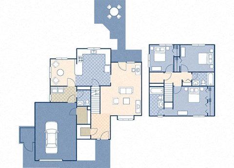 Floor plan for 3 beds, 2.5 baths, 1663 sqft