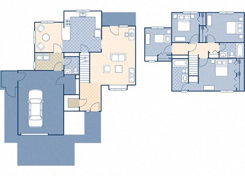 Floor plan for 4 beds, 2.5 baths, 1756 sqft