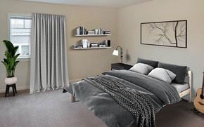 Malmstrom Afb apartment for rent - a bedroom with a bed and a guitar in it