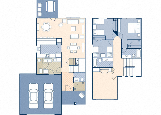 Floor plan for 3 beds, 2.5 baths, 1710 sqft