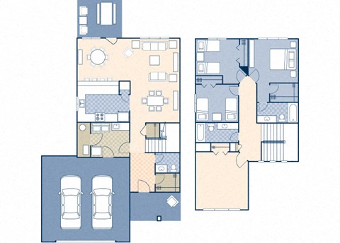 Floor plan for 3 beds, 2.5 baths, 1855 sqft
