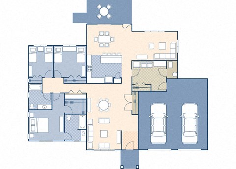 Floor plan for 3 beds, 2 baths, 1873 sqft