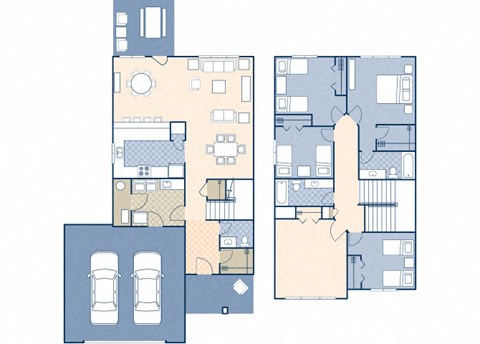 Floor plan for 4 beds, 2.5 baths, 1953 sqft