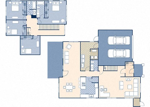 Floor plan for 4 beds, 2.5 baths, 2288 sqft