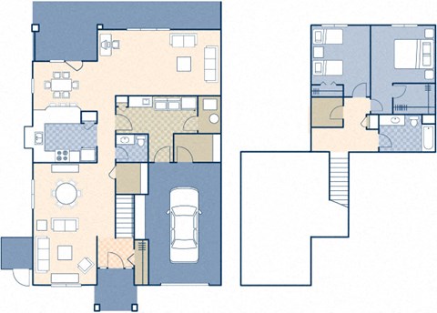 Floor plan for 2 beds, 1.5 baths, 1434 sqft