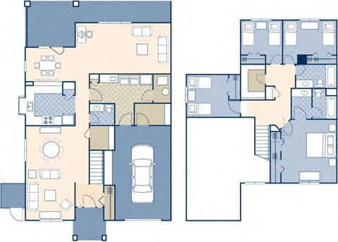 Floor plan for 4 beds, 2.5 baths, 2034 sqft