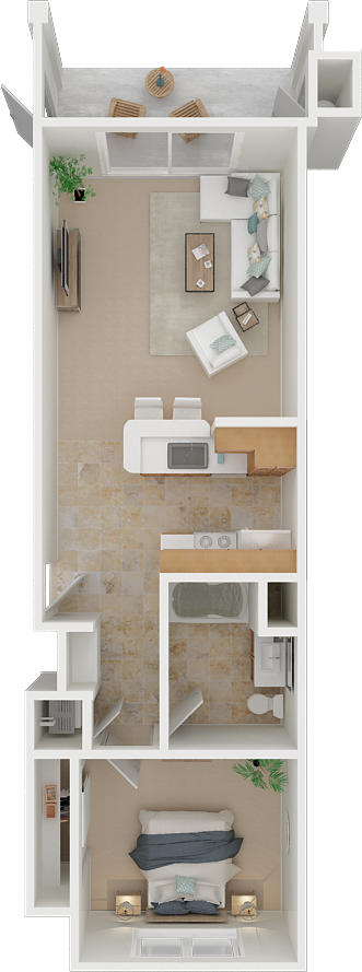 Floor plan for 1 bed, 1 bath, 626 sqft