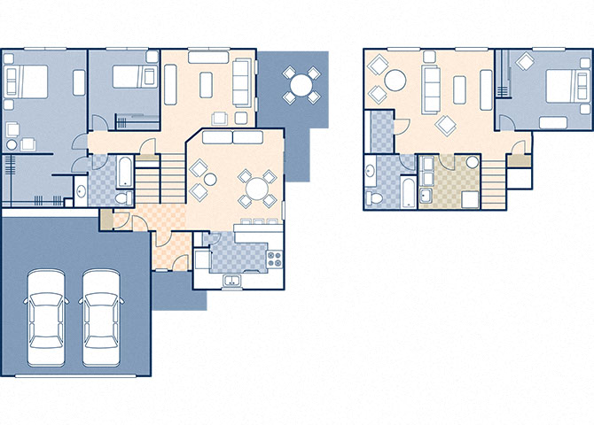 Floor plan for 3 beds, 2 baths, 1930 sqft