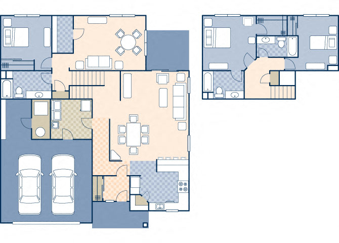 Floor plan for 3 beds, 3 baths, 2442 sqft