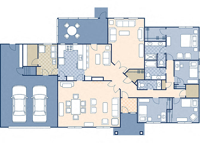 Floor plan for 4 beds, 2.5 baths, 2828 sqft