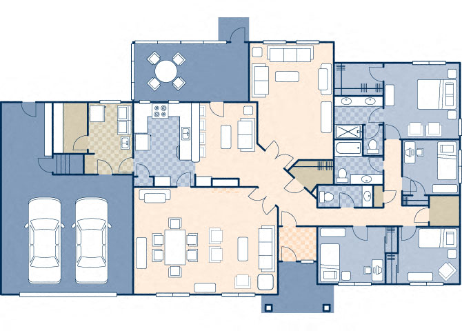 Floor plan for 4 beds, 2.5 baths, 2830 sqft