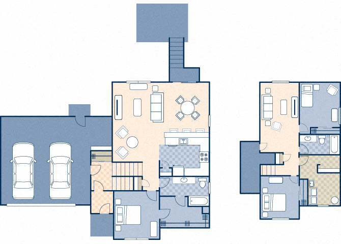 Floor plan for 3 beds, 2 baths, 2160 sqft