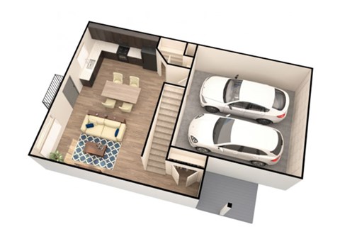 Floor plan for 3 beds, 2 baths, 1455 sqft