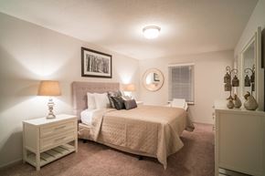 Rock Hill apartment for rent - a bedroom with a bed and a dresser and a window