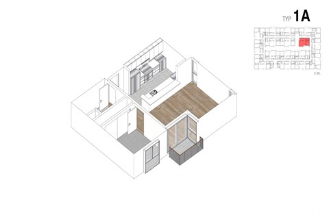 Floor plan for 1 bed, 1 bath, 660 sqft