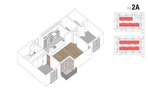Floor plan for 2 beds, 2 baths, 929 sqft