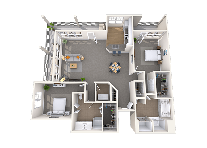 Floor plan for 2 beds, 2 baths, 1900 sqft