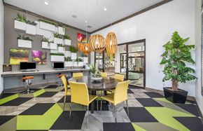 San Antonio apartment for rent - a dining room with yellow chairs and a table