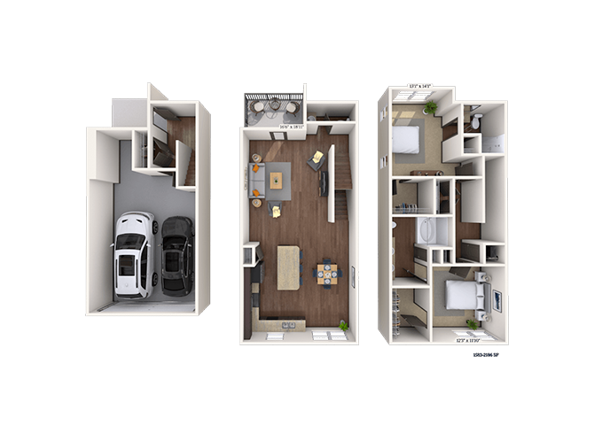 Floor plan for 2 beds, 2 baths, 1583 sqft